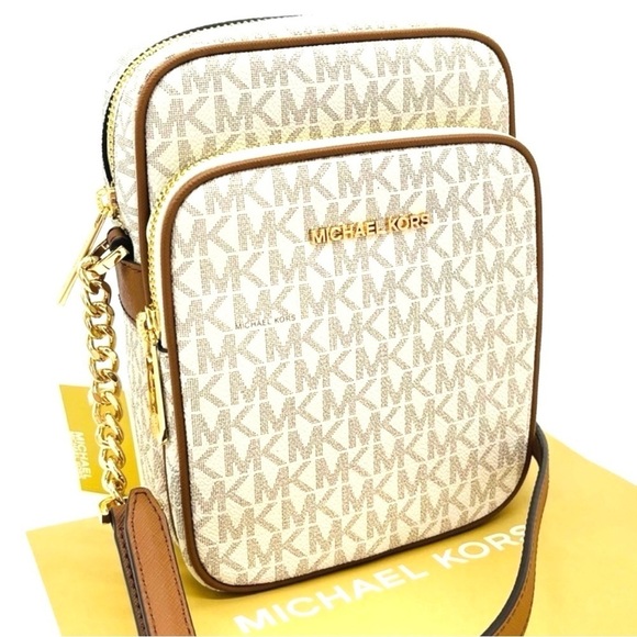 Michael Kors Medium NS Chain XBody Bag Vanilla/Brown (NWT) - Picture 1 of 12